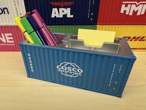 Yixoo Desk Organizer, Pen Pencil Holder, Business Name Cards Holder, Shipping Container Model Storage Box, Secret Storage Box with Multiple Compartments Office Supplies Multi-function (COSCO)