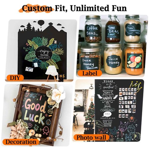 Borskyn Chalkboard Wallpaper Peel and Stick, 17.5"x393.7" Blackboard Contact Paper Self Adhesive, Vinyl Chalk Board Wall Sticker with 8 Colorful Chalks & 1 Rag