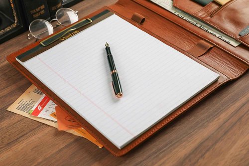 Personalized Leather Padfolio for Lefty, Business Portfolio Binder with Clipboard, Legal Pad Portfolio Folder for Men/Women - Oil Brown