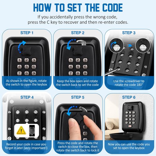 TNIIFXC Key Lock Box Wall Mounted Key Storage Box Waterproof 12 Digit Combination Security Lock Box Large Capacity Resettable Code Key Safe with Weatherproof Cover for Home Garage Office School