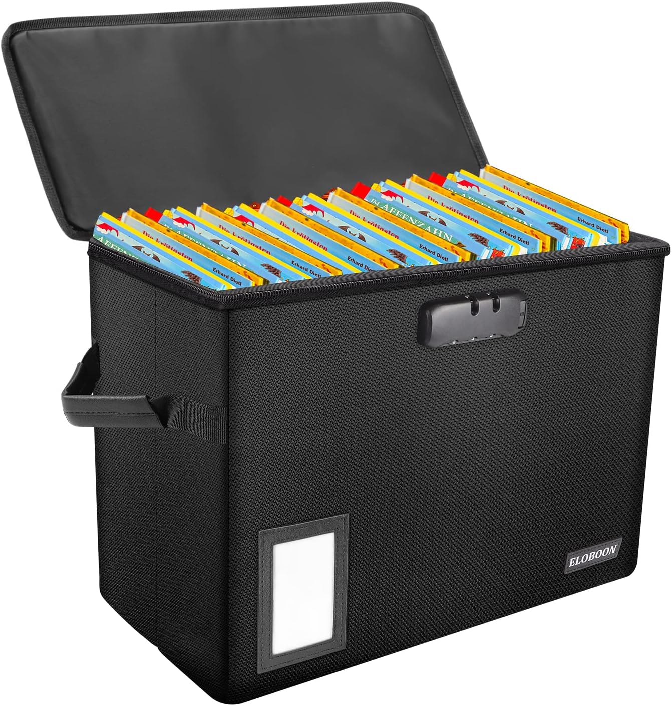 Skiennix Comic Book Storage Box - Fireproof & Water-Resistant with Lock | Holds 150-175 Comics, Black