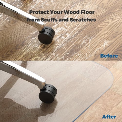 Yecaye Office Chair Mat for Hardwood Floor, 48"×48" Clear Office Floor Mat, Computer&Desk Chair Mat, PVC Heavy Duty Floor Protector Chair Mats for Rolling Chairs, Can't be Used on Carpet
