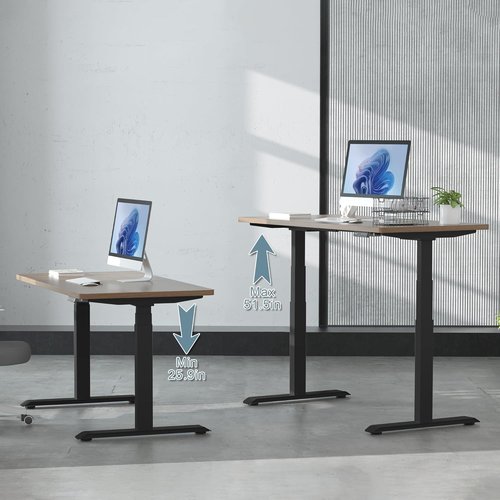 Fromann Dual Motor Electric Standing Desk Frame - Height Adjustable with USB A+C Ports | Black