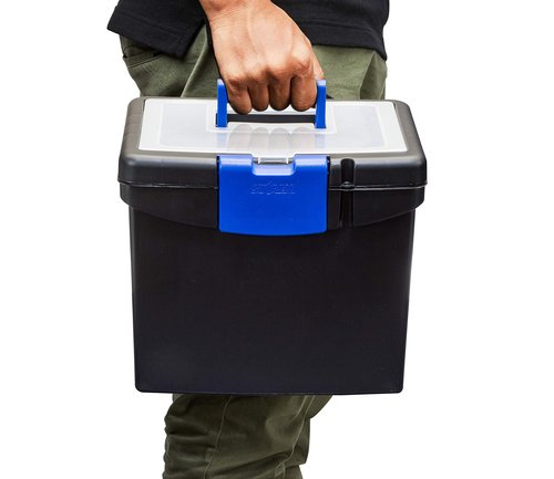 Storex File Storage Box with XL Storage Lid, Black/Blue, 2-Pack (61415C02C)