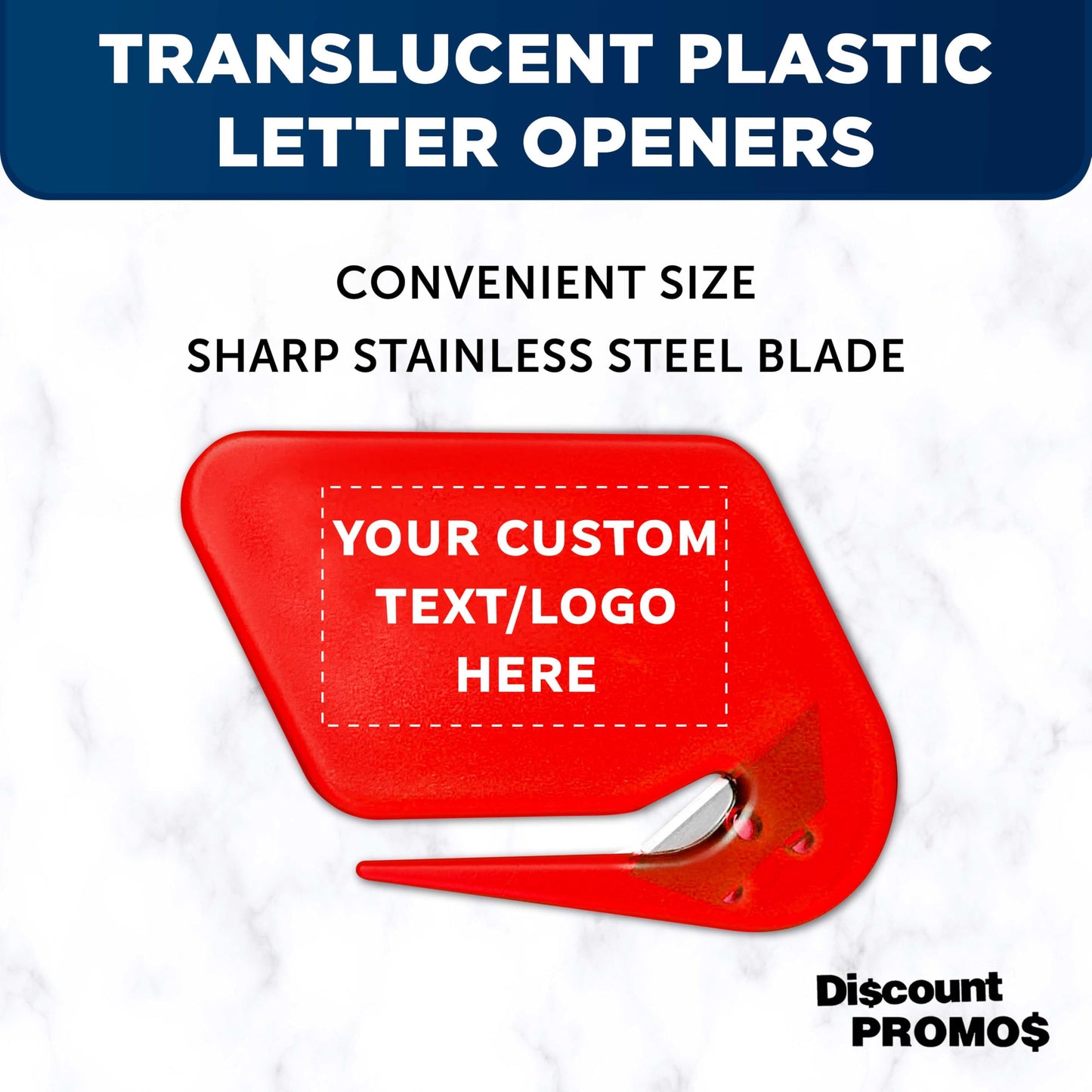 Custom Translucent Plastic Letter Openers Set of 10/50/100, Personalized Bulk Pack - Perfect for Home or Office - TRed