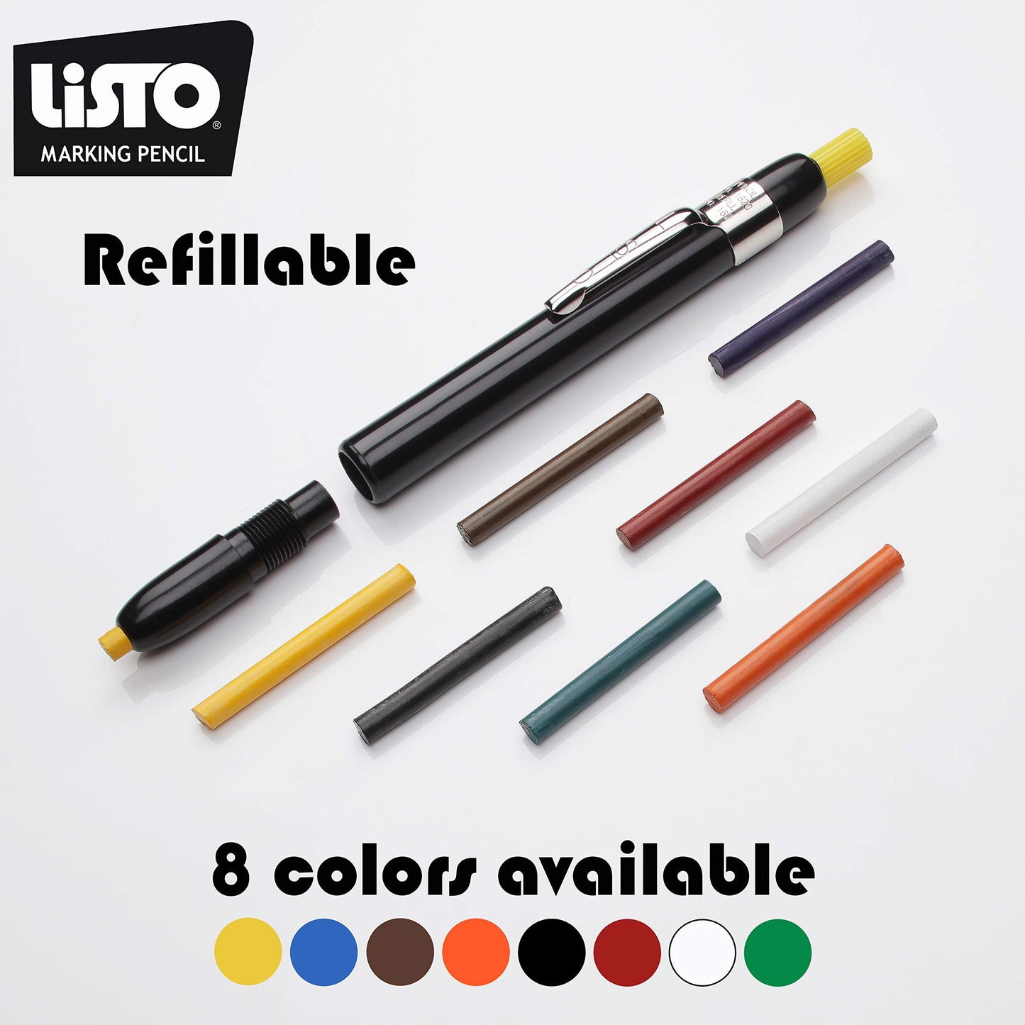 Listo 162B Marking Pencils Refill - Box of 72, Grease Pencils/China Marking Pencils/Wax Pencils - Made in USA (White)