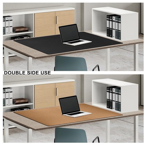 MAIDERN 40” x 24” Leather Desk Mat XL, Large Desk Pad, Reversible Cork & Leather Large Mouse pad for Desk, Waterproof Computer Desk Mat for Gaming Home Office (Black) …