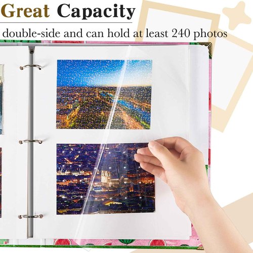 Chuangdi 120 Pcs Photo Album Pages 9 x 11 Inch Self Adhesive Double Sided 3 Hole Punched Photo Mounting Sheets Picture Sleeves for 3 Ring Binder Refill Picture Album Sheets, Binder Not Included