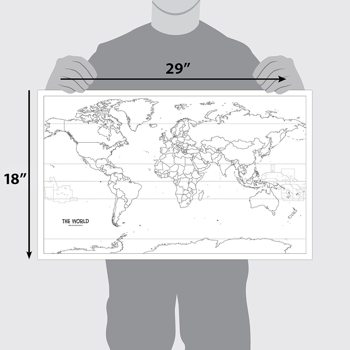 USA & World Map Blank Outline Posters by [Brand Name] - Laminated, 18" x 29" for Kids | Simplified USA Map