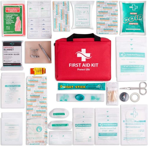 Protect Life First Aid Kit - Comprehensive Emergency Medical Supplies for Office & School | 200 Pieces