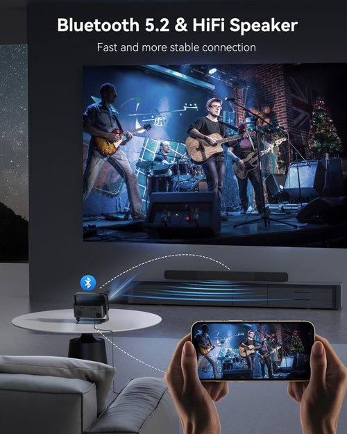 [Native 1080P & Official Licensed Apps] Polocsh 4K Projector with WIFI 6 and Bluetooth, 1000ANSI Smart Projector with Auto Keystone Protable Projectors Home Movie Outdoor Mini Proyector (Steel Gray)