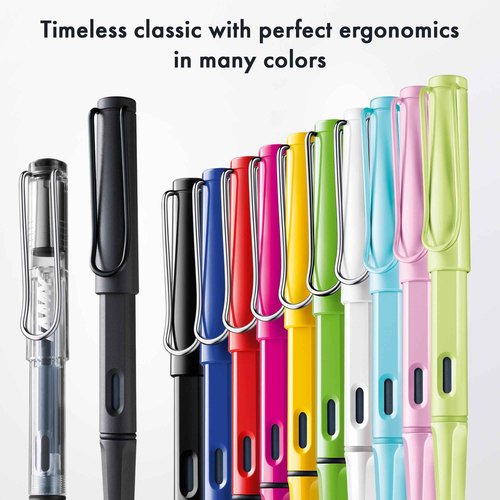 LAMY safari white - Fountain Pen with ergonomic grip & polished steel nib in size M - ideal for any Writing & Calligraphy - including LAMY T 10 blue cartridge - Right-Handed