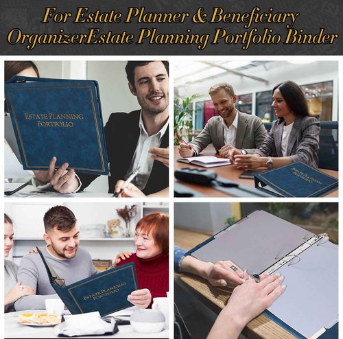 chiazllta 4 Pcs Estate Planning Portfolio Binder with Index Tab Divider When I Die Organizer Binder End of Life Planner Organizing Wills Trusts Powers of Attorney Final Wishes PU Leather 3 Ring (Blue)