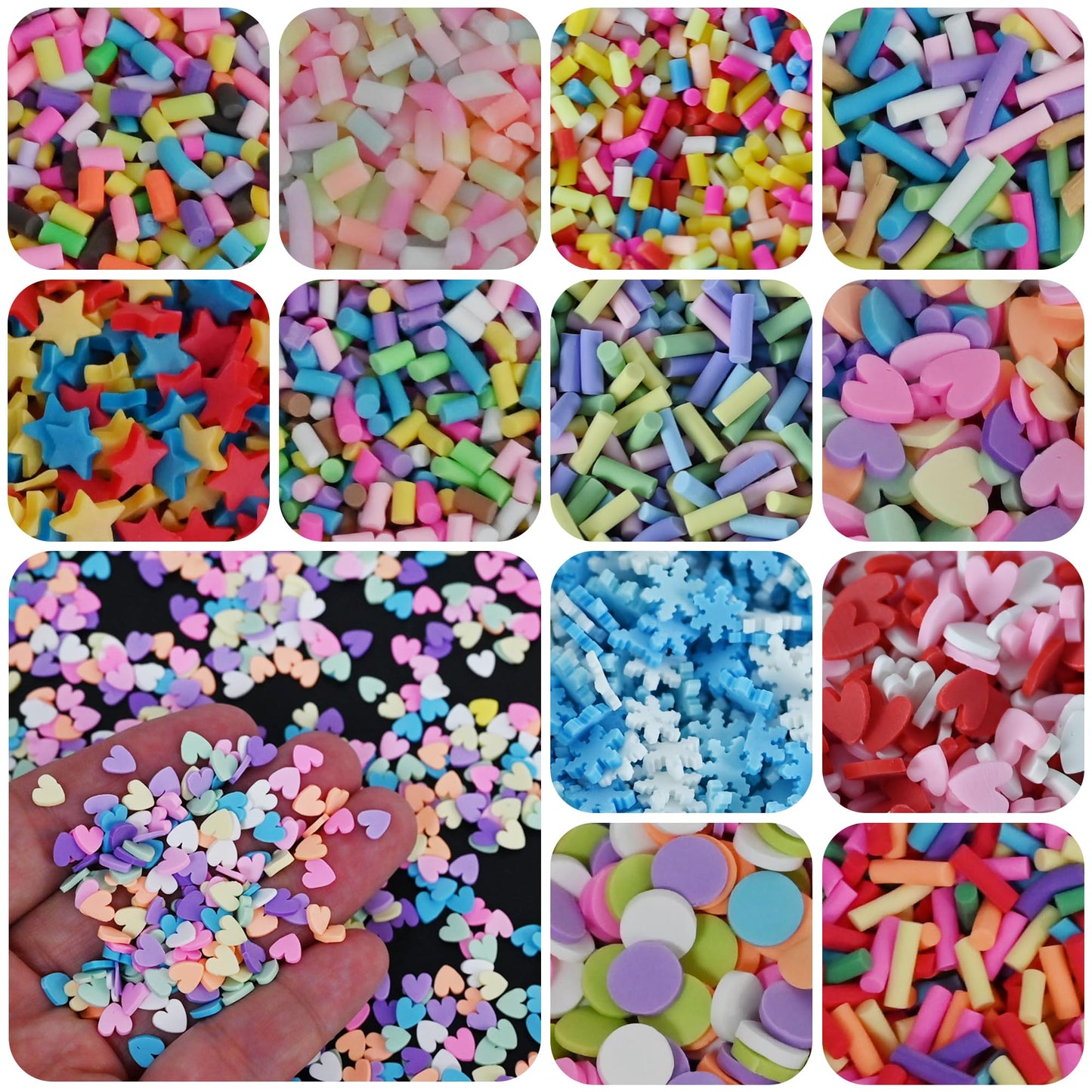 LIKETURE Fake Sprinkles 180G Non-edible Polymer Clay Sprinkles Fake Candy Sprinkles Slime Sprinkles Faux Sprinkles for Resin Slime Add Ins Plastic Sprinkle Nail Art Shaker Card Filler (Multicolor)