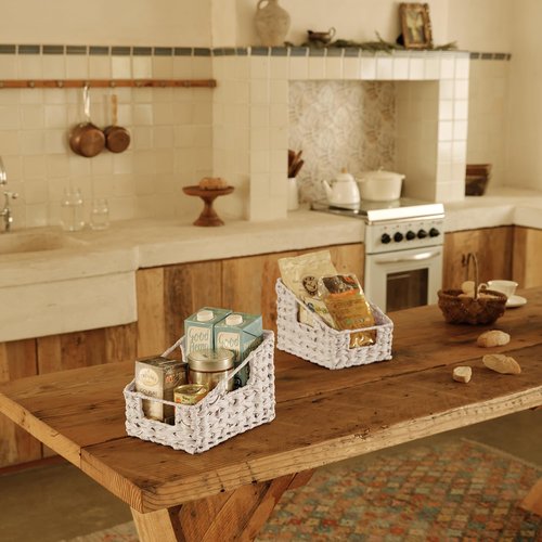 GRANNY SAYS Bundle of 1-Pack Small Waste Basket for Rubbish & 2-Pack Wicker Shelf Baskets