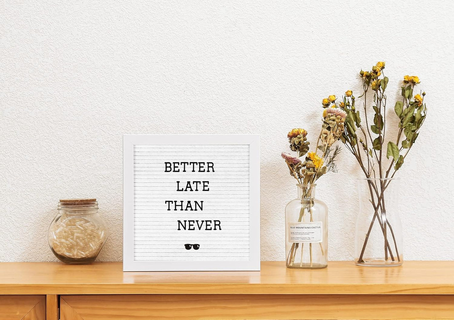 Skiennix Letter Board Sign - 10x10 White Frame Felt Board for Baby Announcements with Typewriter Letters & Stand