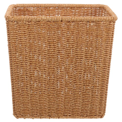 Amosfun Woven Trash Basket Multi-Function Storage Wastebasket for Kitchen and Bathroom Rustic Pastoral Style Lightweight Sundries Organizer for Home