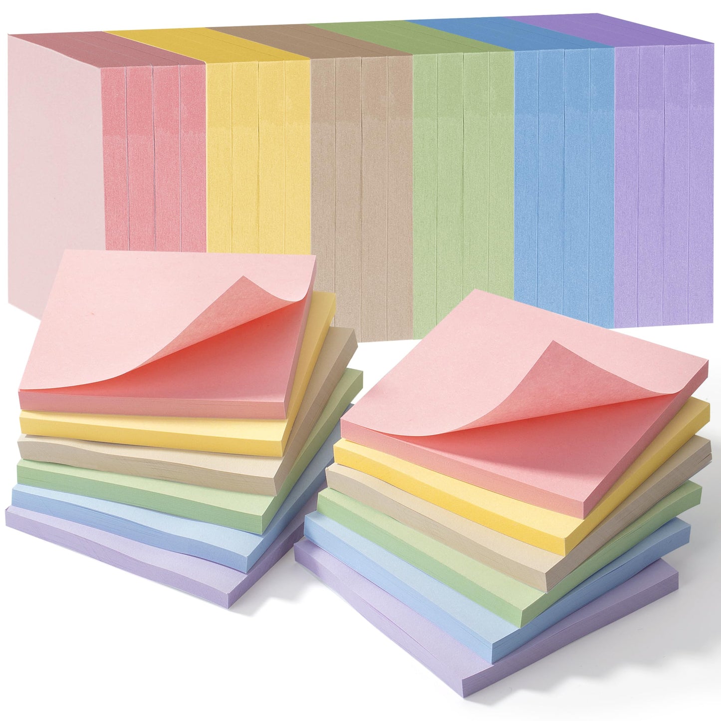Mr. Pen- Sticky Notes, 3"x3", 24 Pads, 1440 Sheets, Pastel Colors