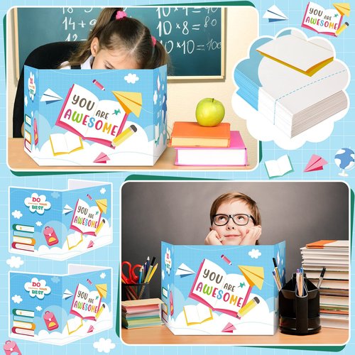 36 Pcs Desk Dividers Privacy Boards for Student Classroom Privacy Folders for Student Desks Study Carrels Reduces Distractions for School Tests, 15.76 x 13.3 x 11.8 inches(You are Awesome)