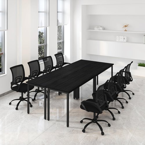 Bonzy Home Conference Table with Chairs Set, 4pcs Office Tables & 8pcs Chairs Set for Conference Room Meeting Room Training Room, Black