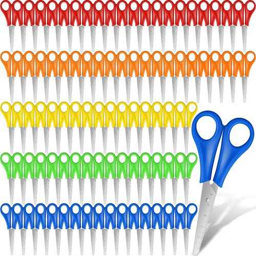 100 Pcs Kids Safety Scissors, Blunt Tip, Stainless Steel, 5" for School, Office, Craft Projects