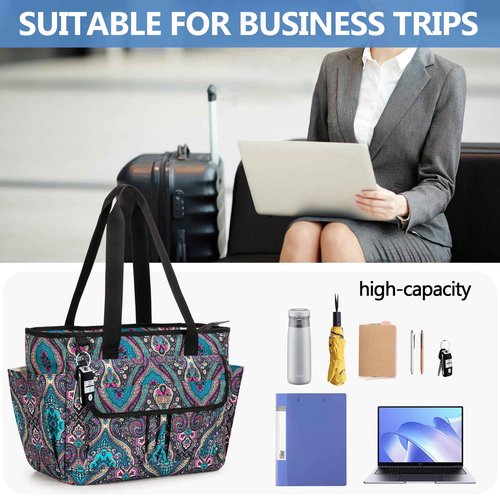 LoDrid File Bag with Extra Document Organizer Case for Letter Size File Folder, Large Utility Bag with 15.6” Laptop Padded Sleeve for Work, Business, Totem