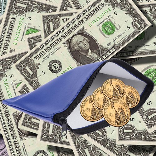 Tongnian Bank Bag Money Pouch Leatherette Security Deposit Bags Utility Zipper Bags for Cash Money,Check Wallet,Cosmetics,Tools,11x6 inch 4 Pack (Blue)