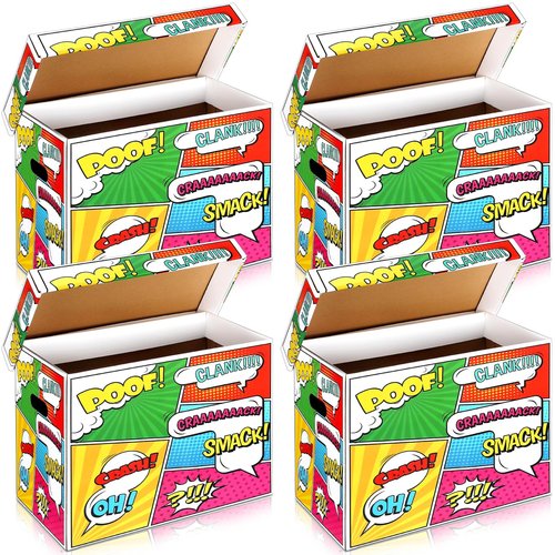 Dunzoom 4 Pack Comic Book Storage Box Comic Box with lid 15.9 x 8.1 x 11.4 Inch Book Bin, Holds 150-175 for Home Protector Bin Container Holder Shelf