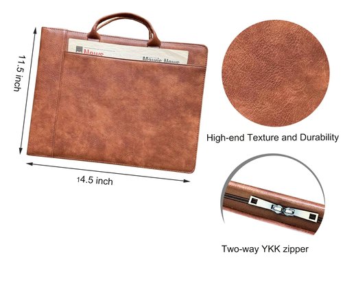 Gvalant 7 Ring Check Binder Vegan Leather Portfolio for 3-Up Business Size Checks, with Handle and Zippered Briefcase with 500 Check Capacity，9 x 13 inch Sheets