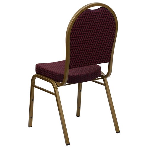 Flash Furniture HERCULES Series Dome Back Stacking Banquet Chair in Burgundy Patterned Fabric - Gold Frame