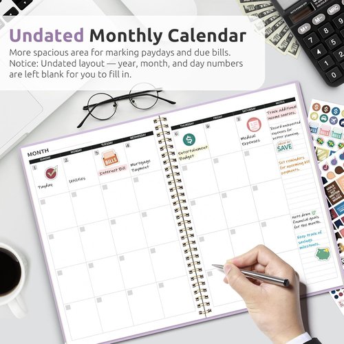 Budget Planner - Undated Monthly Expense Tracker & Bill Organizer | Finance Notebook in Lavender