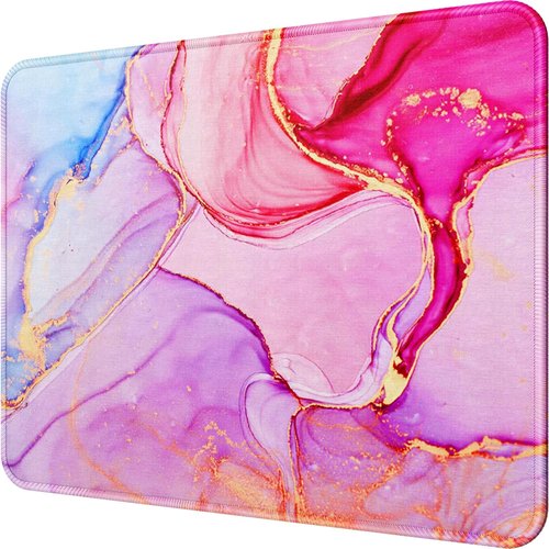 MROCO Premium Mouse Pad - 30% Larger, Anti-Fray Stitching, Waterproof & Non-Slip Base | Pink Marble Design