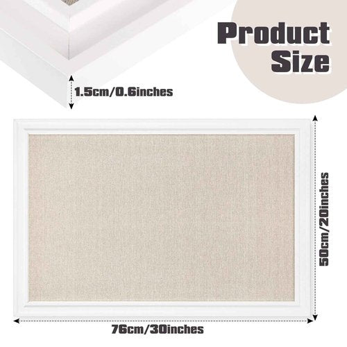 Colarr 2 Pcs Bulletin Board 30 x 20 Inch with Frame Decorative Large Wall Mounted Notice Pin Board with Push Pin for Home Office School Picture(White)
