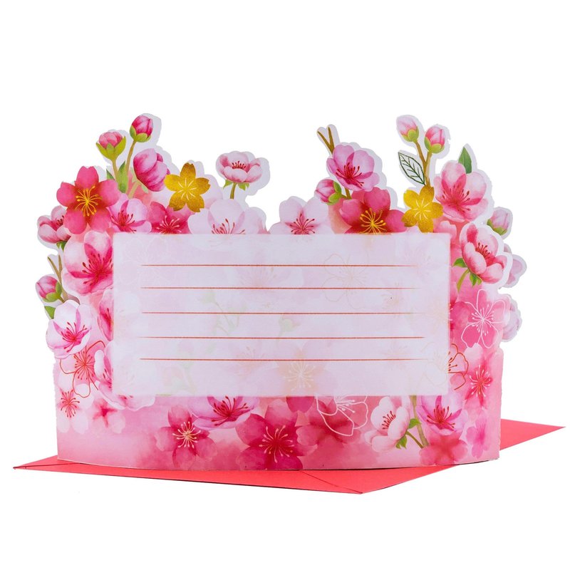 DESIMPLE Sweet Cherry Blossom Pop Up Card, 7 Inch Flower 3D Greeting Card with “Always & Forever” Heart, Romantic Anniversary Card for Valentine’s Day, Birthday, Includes Envelope & Message Note