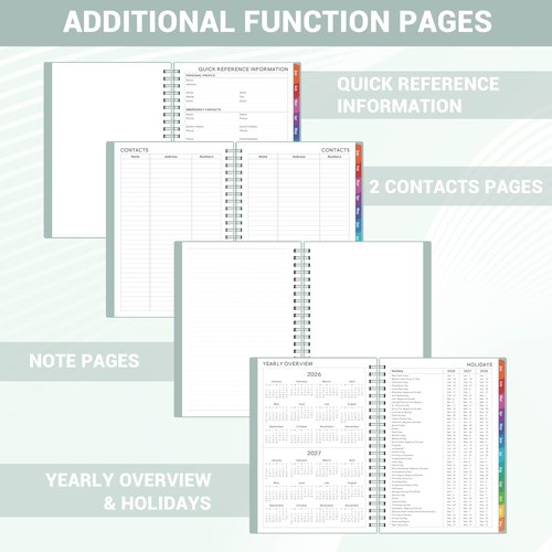 2026 Planner - 2026 Planner Weekly and Monthly from Jan. 2026 - Dec. 2026, Calendar Planner 2026 with Monthly Tabs, Inner Pocket, 8.5" x 6.4"