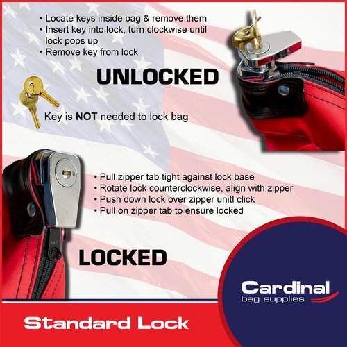 Cardinal bag supplies Large Locking Document Bag with Handles, Security Bag with Lock, HIPAA Compliant, 16 x 20 inch (Red)