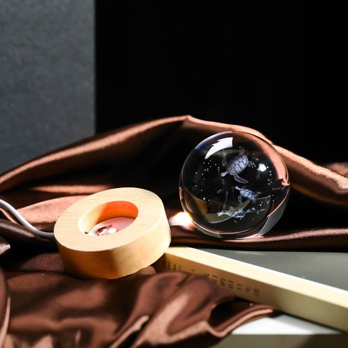 3D Sea Turtle Gifts for Women Crystals Ball - Sea Turtle Figurines Decor Glass Animals Figurine Cat Stuff for Room Birthday for Best Friend Lovers Keepsake Paperweight