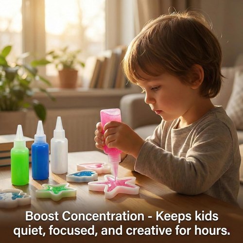 Glow Magic Elves Refills - 24 Color Gel & 32 Molds DIY STEM Kit | Non-Toxic Indoor Activity for Focus & Fine Motor Skills