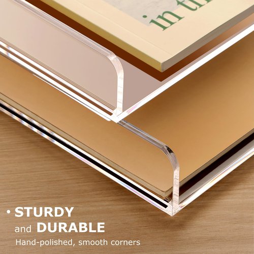 2 Pack- Stackable Paper Letter Tray, A4 File Tray Desk Organizer, Acrylic Desk Organizers and Accessories Sorter, Clear Workspace Office Supplies Organizers, 12.4inx8.86inx3.46in