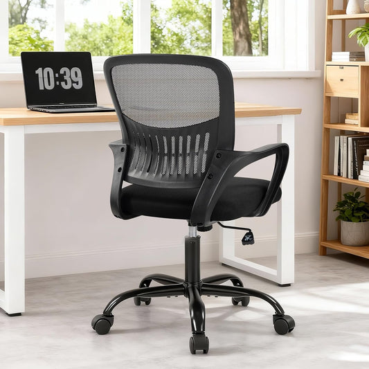 Sweetcrispy Ergonomic Mesh Executive Chair - Adjustable Swivel Mid-Back Design with Lumbar Support | Ideal for Home Office & Study