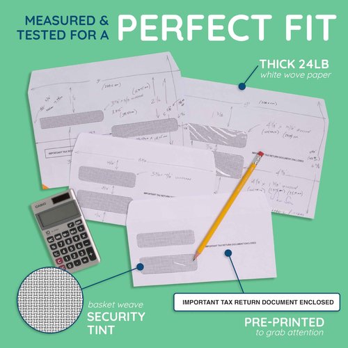 Blue Summit Supplies 500 1099 NEC Tax Form Envelopes, Fits 3 Part 1099 NEC 2025 Forms, 3 13/16’’ x 8 7/8’’, Peel and Seal Envelopes for Tax Forms