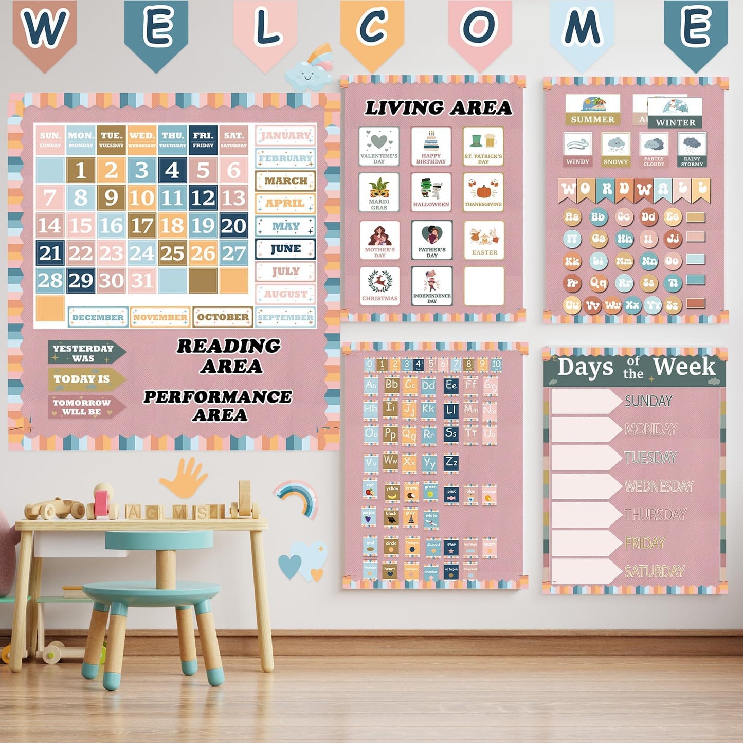 EggSun Pink Bulletin Board Paper Roll,14.8FTx47IN Large Reusable Waterproof Erasable Classroom Wall Background Backdrop, Fade-Resistant Fabric Wrapping Paper School Decors Teacher Supplies