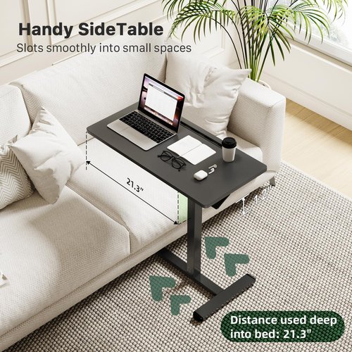 Gibbon Mounts Mobile Standing Desk - Pneumatic Adjustable Rolling Laptop Table | 31.5 Inches, Black