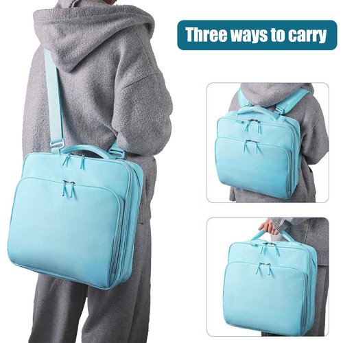 LLi Cufite Zipper Binder Bag, 2 Inch 3 Ring Binder with Zipper, 500 Sheet Capacity Zip Up Binders with Detachable Shoulder Straps, Fits Up to 14” Laptop, Blue