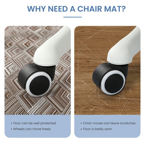RccugmatS Chair Mat for Hardwood & Tile Floor, 36" x 48" Heavy Duty Office Chair Mat for Rolling Chairs, Anti Slip, Computer Desk Chair mat, Floor Protector for Home Office, White & Grey
