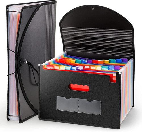 Large Accordion File Organizer by [Brand Name] - 24 Pocket Expanding Folder for Legal/Letter/A4 Size Documents