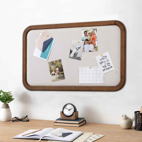 SOFE Farmhouse Bulletin Boards for Walls Decorative Hanging Pin Board, 30 ×18 inches Brown Wood Framed Rustic Vision Memo Board, Display Photo Board with Pins for Room School Office