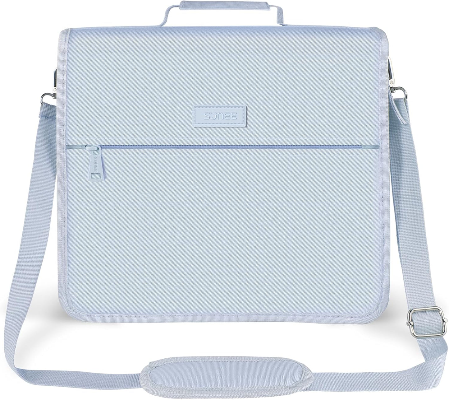 SUNEE Zipper Binder - 3 Inch O-Ring with Handle & Shoulder Strap | 600-Sheet Capacity, Dusk Blue