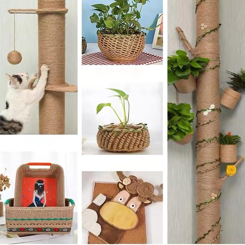 Jute Twine 4mm - Heavy Duty Braided Natural Rope for DIY Crafts & Gardening | 328 Feet Brown String
