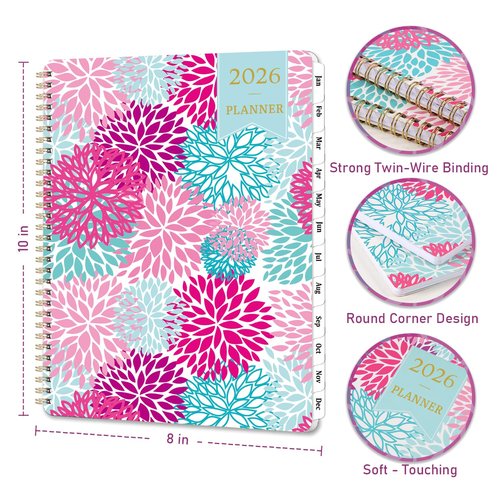 2026 Planner - Jan. 2026 - Dec. 2026, 8.5" x 11" Planner Weekly and Monthly, Calendar Planner 2026 with Monthly Tabs, Inner Pocket